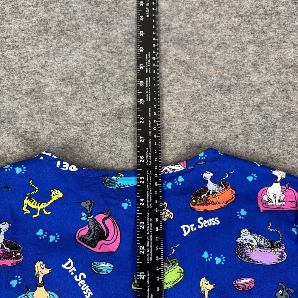 Dr. Seuss Scrub Top What Pet Should I Get? Cotton Blue Womens XS - Picture 8 of 9